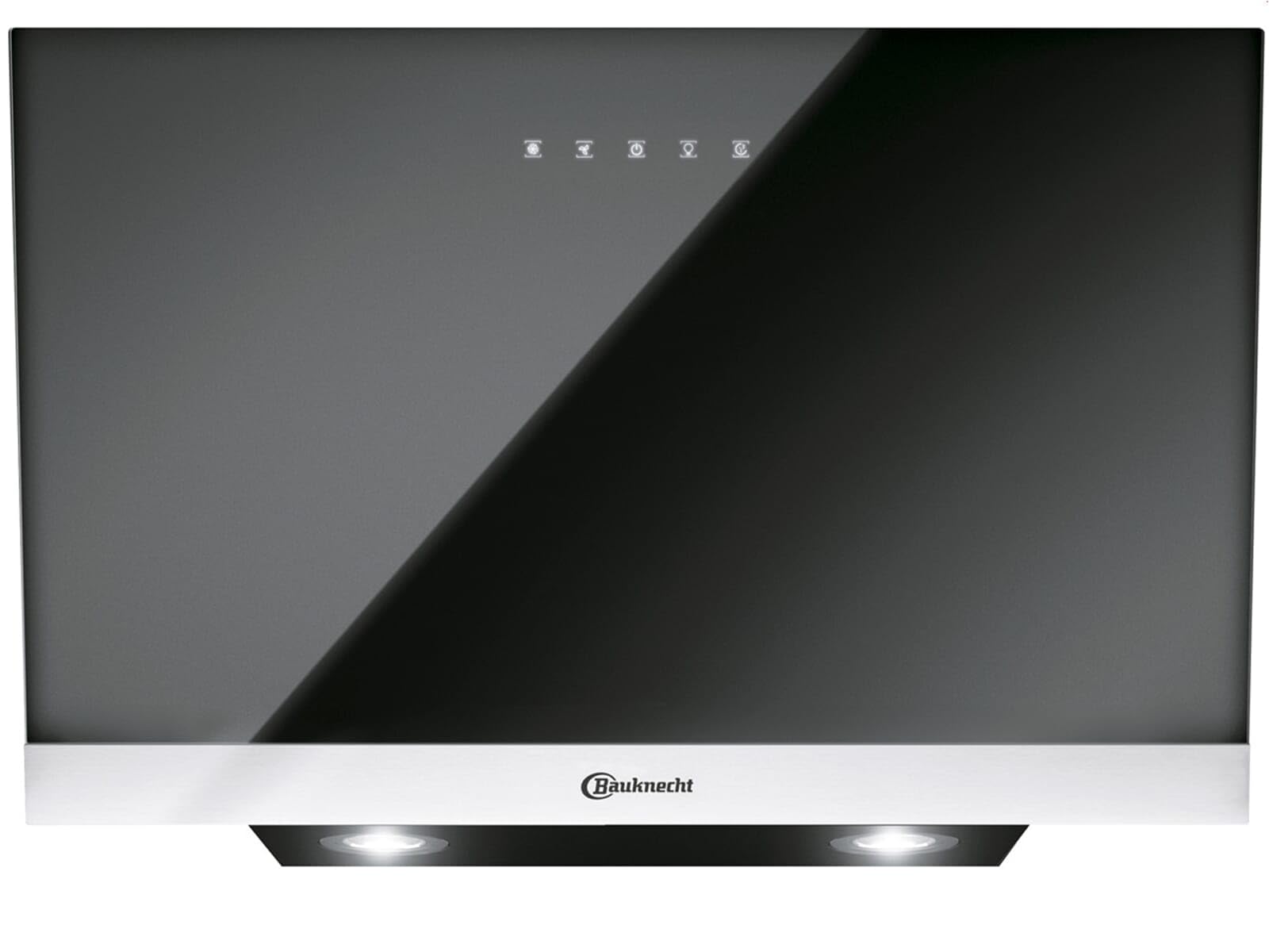 Bauknecht Dunstabzugshaube DBHVP 83 LT K/Wandhaube/Kopffrei-Dunstabzugshaube Wand / 80cm / EEK B/Abluft-und Umluftbetrieb / 4 Leistungsstufen inkl. Intensiv-Stufe/schwarzes Glas