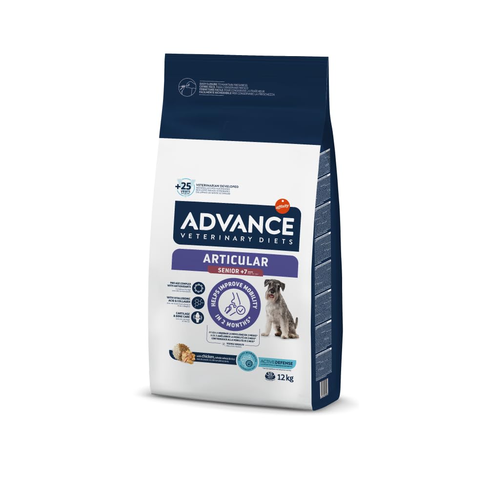 ADVANCE Cane ARTICULAR SENIOR 12kg gusto Pollo | alimento secco completo per cani anziani, per il supporto delle articolazioni, 1 confezione da 12kg.