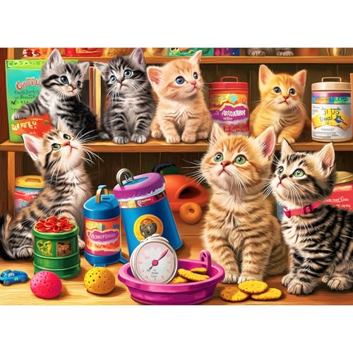 300 Pieces Cute Cats Puzzles for Adults,Large Piece Jigsaw Puzzle for Adults Teens Seniors,Fun Puzzle for Kids Ages 8-12,Challenging 300 Pieces Puzzles for Family,Great Gift for All Ages,20.5 x 15 in