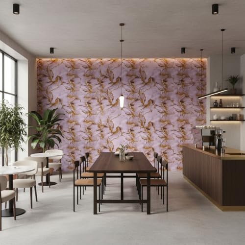 Image of VKR Waterproof Peel & Stick Wallpaper Roll | Removable Self Adhesive Vinyl Sheet for Kitchen Counter, Cupboards, Tables & Furniture Covering (Pink Gold, Pack of 1)