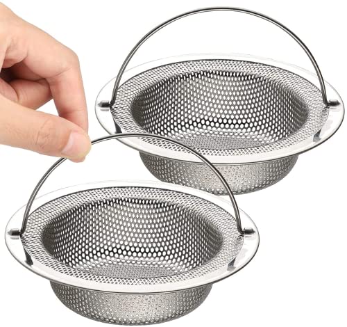 Tahbarshi Lot de 2 Filtre à évier de Cuisine, Crépine de Vidange d’évier en Acier Inoxydable avec Poignée Relevable, Diamètre Extérieur 11 cm x Hauteur 2 cm