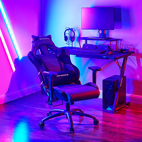 Poltrona Girevole Sedia direzionale da ufficio con poggiatesta e cuscinetto lombare nero + grigio RCG02G - Sedia gaming - Immagine 8