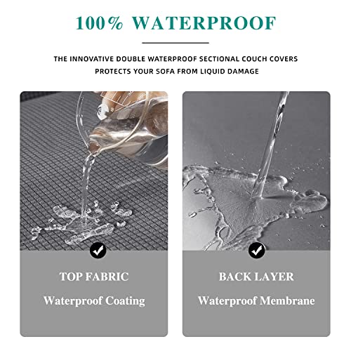 Arfntevss 100% Waterproof Corner Sectional Couch Covers L Shape Sofa Cover For Dogs Stretch Jacquard U Shaped Slipcovers Set Living Room Non Slip Furniture Protector For Kids Pet Cat (Light Gray) #TOP2