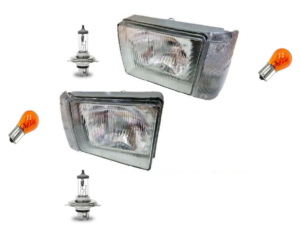 Generico Fari Anteriori 2 Fanali Faro Completi di Lampade COMPATIBILI con Panda modello 141 tutti i modelli a REGOLAZIONE MANUALE prodotte dal 1986 al 2003-31710/1-31720/1 - OM-005 - OM-032