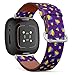 CJBROES Replacement Leather Watch Band, Compatible with Fitbit Versa 3 and Fitbit Sense of Wristband Bracelet Accessory - Colorful Rainbow