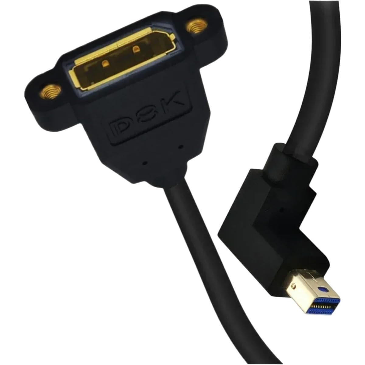 Mini Displayport to DP Female Cable, 8K@60Hz Right Angled Mini DP Male to Female Extension Cable with Screw Panel Mount 0.