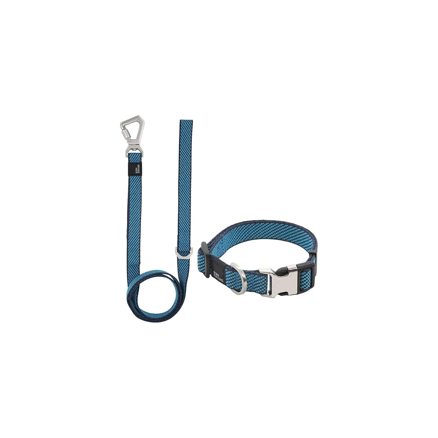 HomeStock Rococo Radiance Outdoor Series 2-in-1 Convertible Dog Leash and Collar, Collars for Dogs, Dog Collar for Walking, Nylon and Leather Collars - Small, Blue