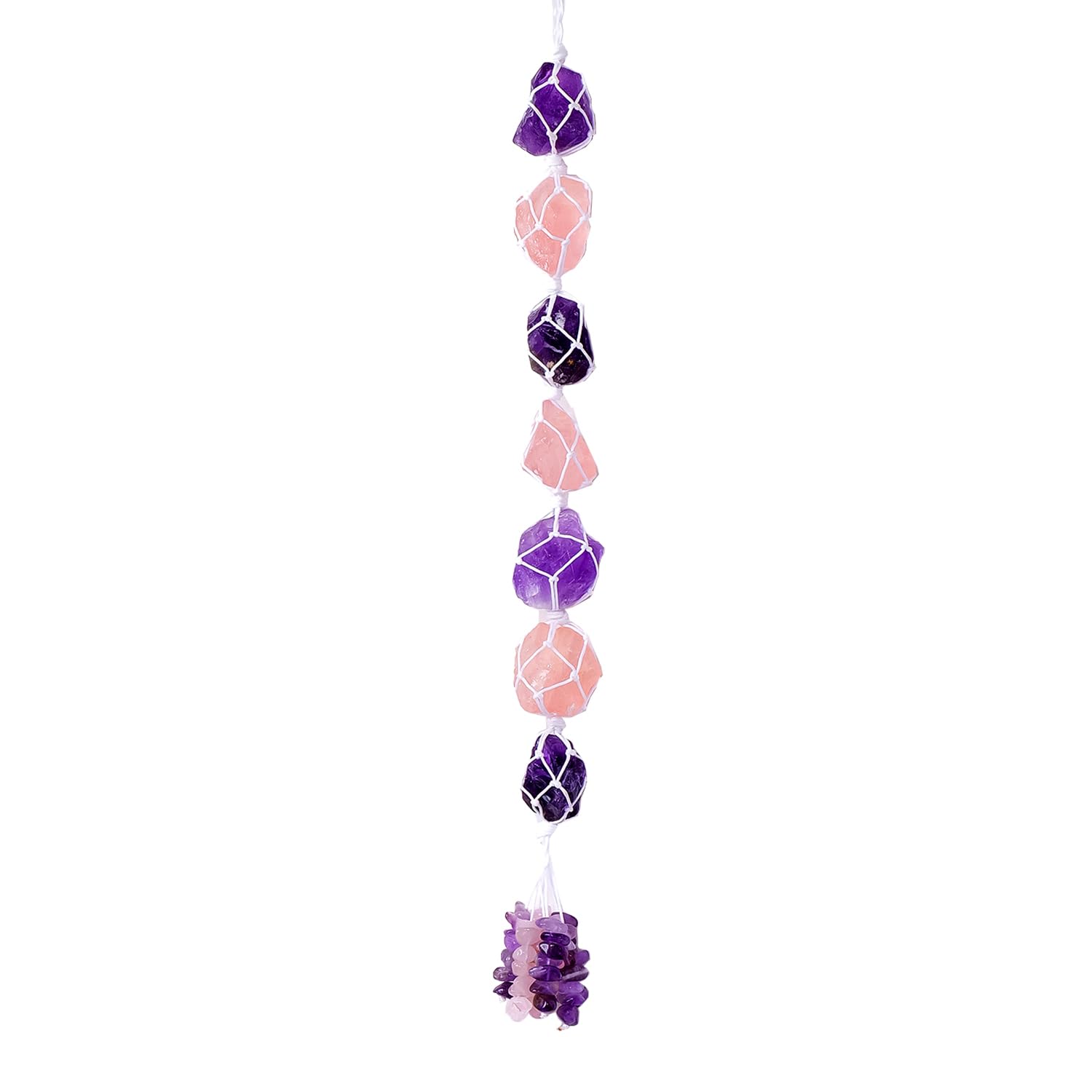 Runyangshi Hanging Car Charm Amethyst Rose Quartz Healing Crystal and Stones Natural Crystals Car Hanging Omament with Chips Stones Accessories Rearview Mirror Decorations