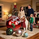 32 Inch Giant PVC Christmas Decorated Ball Inflatable Outdoor Holiday Yard Decorations Yard Decorations Outdoor Decorations for Decor(1 Pcs) (red Balloon)