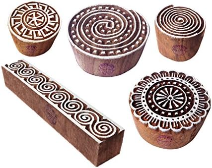 Rural Shapes Tree and Bird Wooden Stamps for Printing (Set of 6)