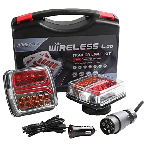 AOHEWEI Wireless Trailer Tail Lights LED Magnetic Truck Rear Lights Cable Free 12V ECE Approved with 7 Pin Plug for Trailer, Lorry, Caravan or Truck Cover