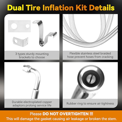 RVZONE Stainless Dually Valve Stem Extenders Kit