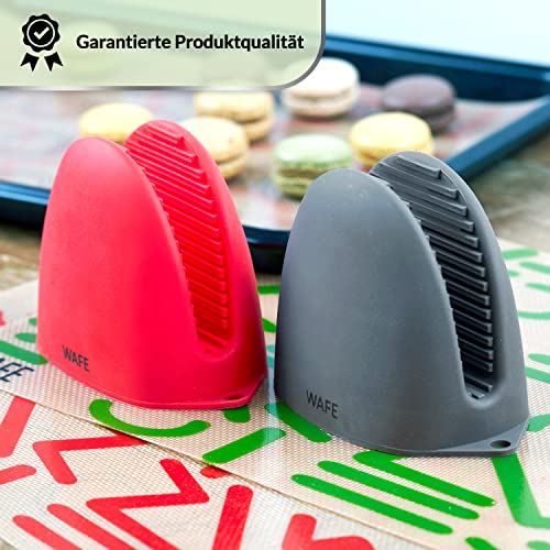 WAFE Mini-Ofenhandschuhe für Heißluftfritteuse - 2 Silikon-Fingergriffe - Hitzebeständige Klemmschutz-Abdeckungen für Kochen, BBQ, Grillen - Einheitsgröße, doppelte Hand-Topflappen mit Ofenrostschutz