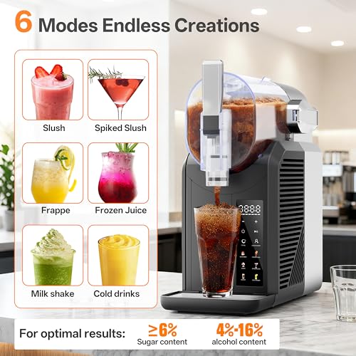 Image of Slushie Machine, 2L /68oz Slushy Machine for Home & Party | Frozen Drink Machine with Self‑Cleaning, No Ice Needed, Ideal for Margaritas, Frappes, Milkshakes