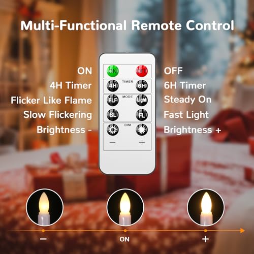 Pchero LD056 Window Candles With Remote Timer, 6 Packs 7.9 Inch Battery Operated Flameless Led Taper Candles Lights thumb #8