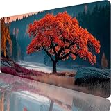 Tappetino Mouse XXL 600x300x3 mm, Grande Tappetino Mouse Gaming Rosso con Motivo, Albero Della Vita Desk Mat Mousepad Gaming per PC, Laptop, Migliora Precisione e Velocità per Casa, Giocatori l-8847