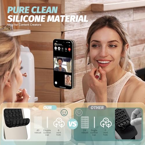 Orzero (2 peças) Ventosas de silicone de 40 grãos dupla face compatível com todos os celulares iPhon