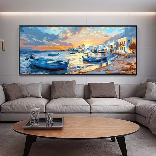 Kit complet broderie diamant 5D coucher de soleil grand format 180x90 cm strass carrés B39