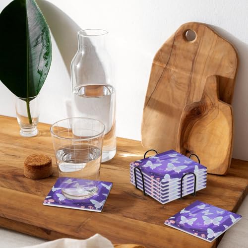 Dessous de verre papillon en céramique anti-tache pour protection de table - 8