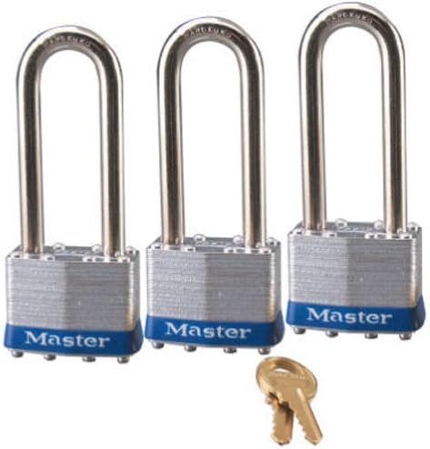 Master Lock 1TRILJ Cerraduras laminadas anchas con llave con grilletes de 2-12 pulgadas, 1-34 pulgadas, paquete de 6