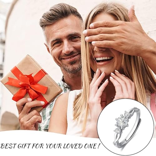 JEYORZY 1 anillo de plata ajustable, anillo de compromiso y boda, anillo de boda, plata, circonita cuadrada brillante - imagen 6