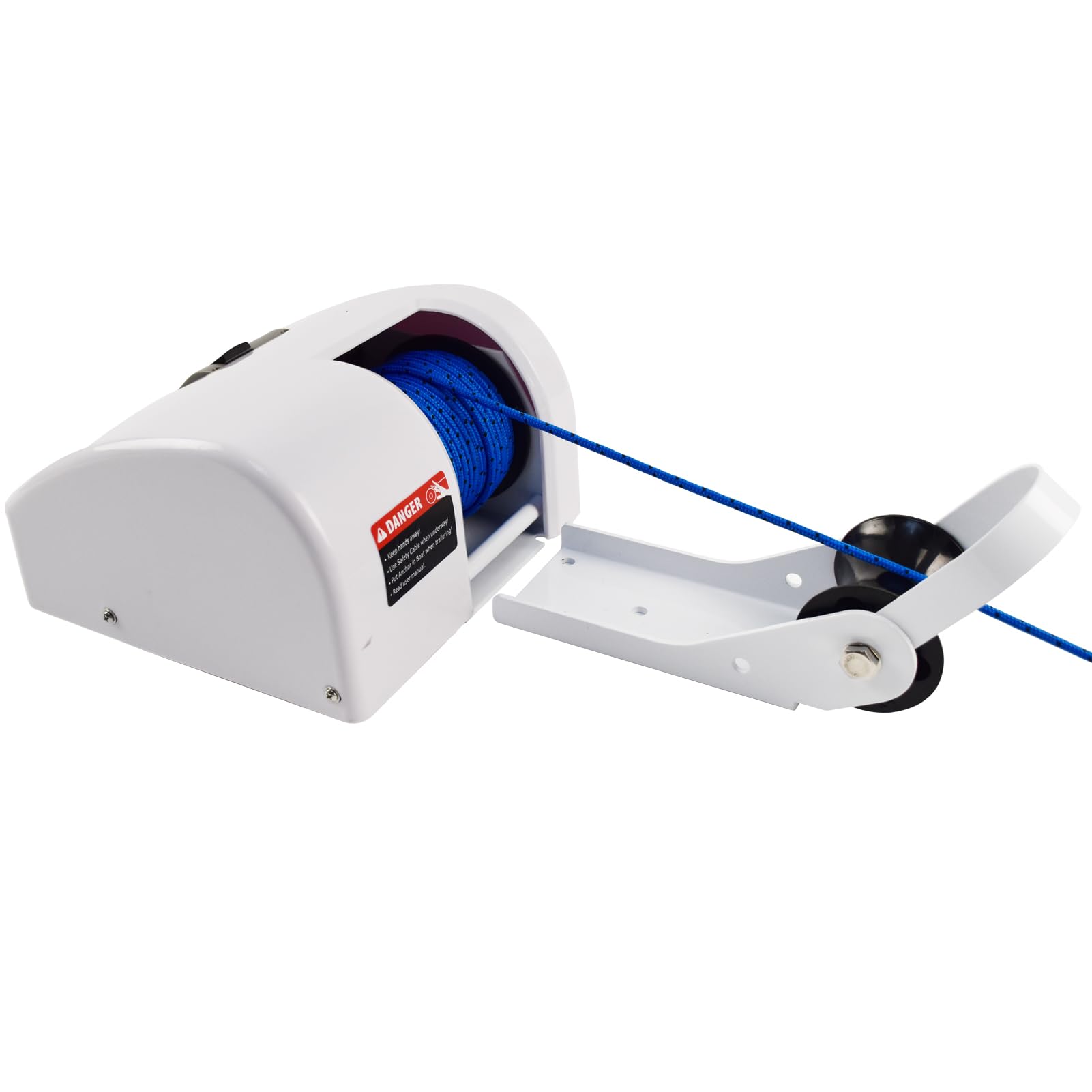 Verricello elettrico di ancoraggio, salpa ancora elettrico marino da 11,3 kg, con telecomando, kit salpa ancora da 12 V con corda di ancoraggio pre-avvolta da 30,5 m, bianco