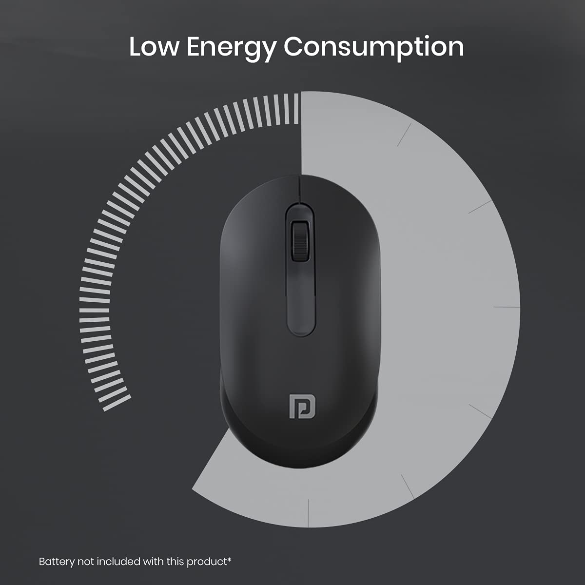 Portronics Toad 13 Wireless Mouse illustrating low energy consumption