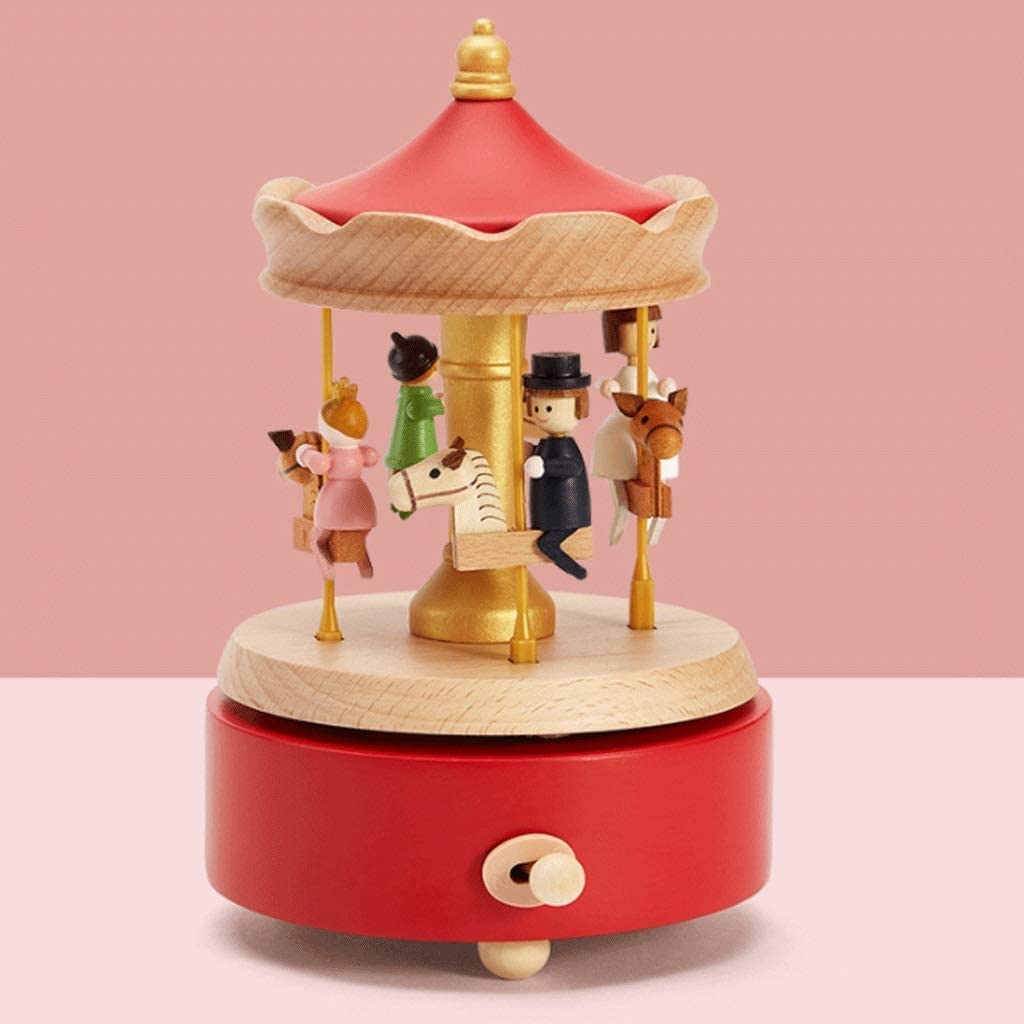 Caja de música Caja De Musica Niña Caja Musical con Mecanismo Tallado De Madera Vintage, Caja De Música De Cuerda, Regalo para Cumpleaños De Navidad Caja Musical Personalizada(H)