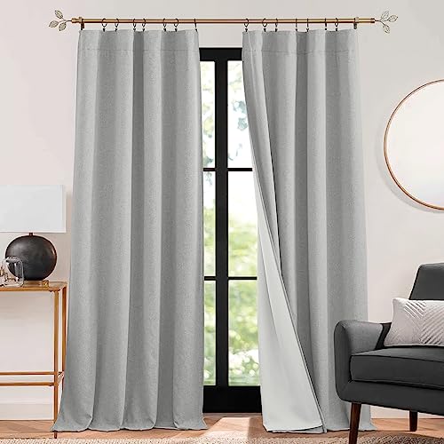 RYB HOME 3-in-1 Soundproof Linen Curtains (Grey)