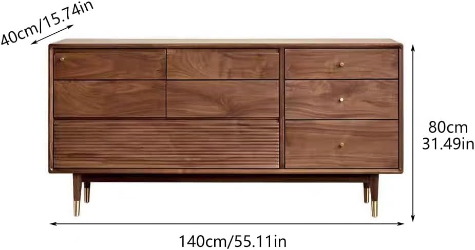 Entryway Cabinet Black Walnut Japanese-style Kitchen Side Cabinet Log Storage Drawer TV Simple Bedroom Bed End Table Living Room Entrance Decoration Furniture Sideboard Storage Cabinet(140*40*80cm)