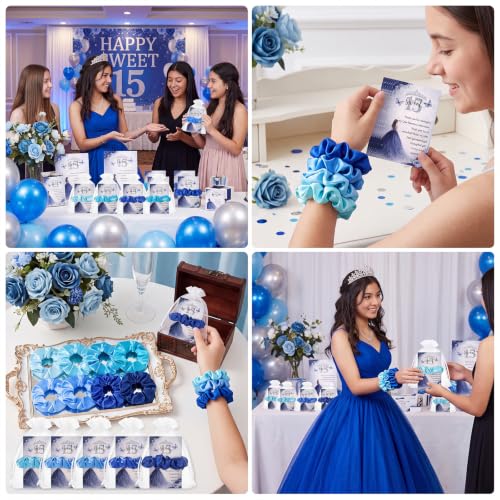 50 Sets Quinceañera Party Favors for Guests, Satin Scrunchies, Blue by Thiccywoov - Used condition - Image 5