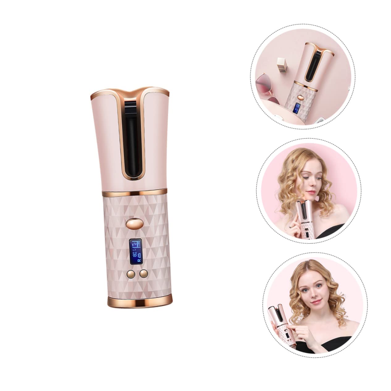 UKCOCO Rizador de Pelo Automático Inalámbrico Recargable por USB Recubrimiento Cerámico y Aleación para Peinados DIY en Casa para Mujer