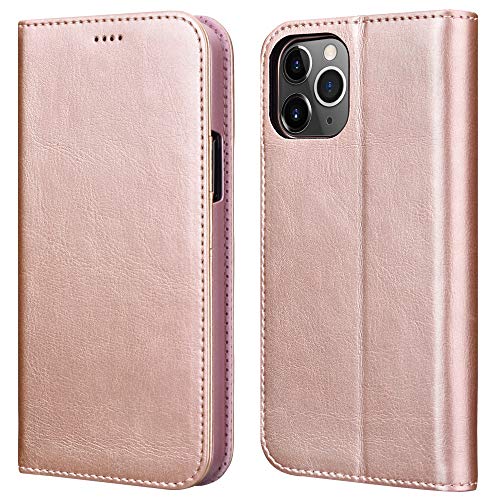 ICARERCASE Compatible for iPhone 12 Pro Max Case Wallet, Premium PU Leather [Magnetic Closure] Flip Cover with Kickstand and Card Slots Compatible for iPhone 12 6.7inch 2020 Model(Rose Gold)