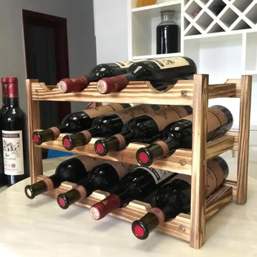 Soporte de vino de mesa de madera independiente miniatura 3