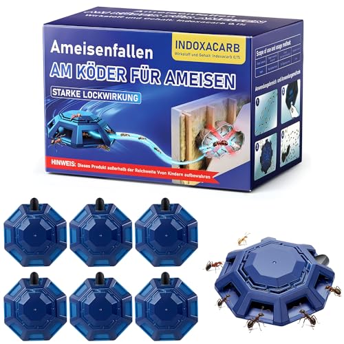 Juego de 6 cajas de cebo para hormigas para interior y exterior, eficaz cebo para hormigas y trampa segura para hormigas para interior sin olor