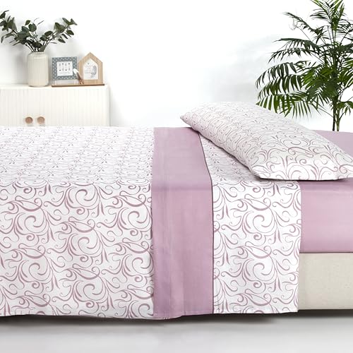 Sábanas 180x200 - Juego de Sábanas 4 Piezas - 100% Microfibra Suave y Transpirable - Sábana Bajera Ajustable, Encimera y 2 Fundas Almohada - Ropa de Cama Estampada (Ainara Maquillaje)