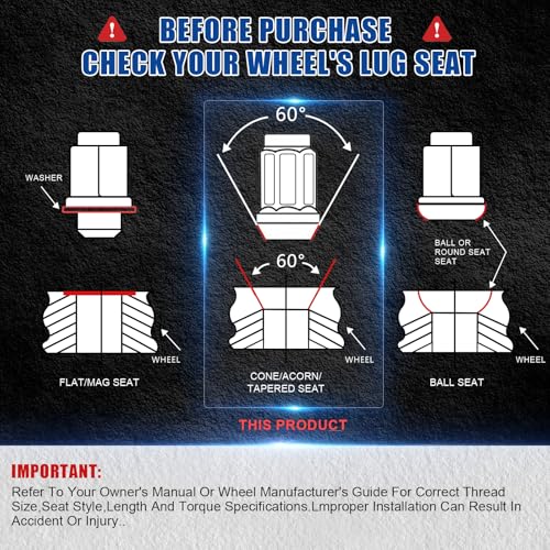 Image of 1 /2 x20 Lug Nuts Chrome with Spline Tuner, Locking Aftermarket Wheel Nut XL 2 inch Length with 1 Socket Key, 60 Degree Conical /Cone Bulge Seat Closed End. 20PACK