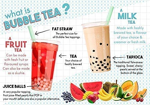 Instant Boba Tea Kit 9 Drink Packets, Straws & Boba Thai, Milk & Green Tea Latte Kit Gift Box by Buddha Bubbles Boba / DeDe