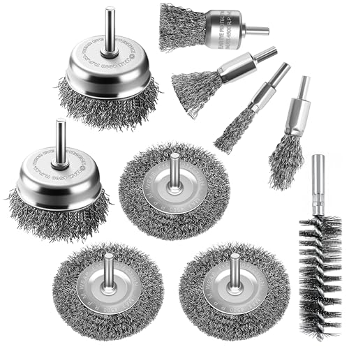 10-Teilig Drahtbürsten Set für gründliche Reinigung 1/4-Zoll-Schaft