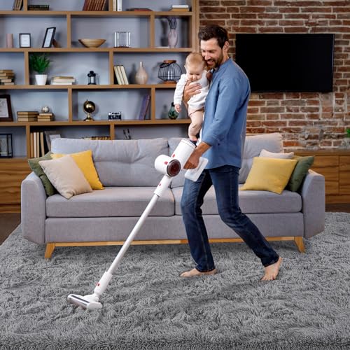 HOMORE Rugs for Living Room 6x9 Grey Fluffy Area Rug Modern Shag Rugs for Bedroom, Super Soft and Comfy Carpet, Cute Carpets for Kids Nursery Boys Girls Room Decor