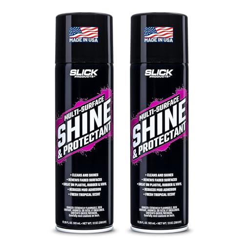 Slick Products Shine & Protectant Spray 17.35 FL OZ. - High Gloss Clear Coating Renew Vinyl Plastic Rubber Trim Tire Car Truck Motorcycle Dirt Bike (2-Pack)