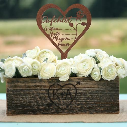 WUISOLQP Wetterfest Grabstecker Herz Grabschmuck Trauerdekoration Metall Stahl Rost Grabstecker mit Spruch Grabschmuck Grabdekoration für Erinnerung Andenken Trauer Gärten Höfe Friedhofsdeko