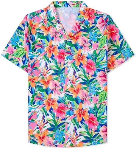 Image of Cromoncent Matching Hawaiian Outfits for Family, Dad and Son Matching Luau Beach Tropical Shirts Mommy Daughter Tropical Sets