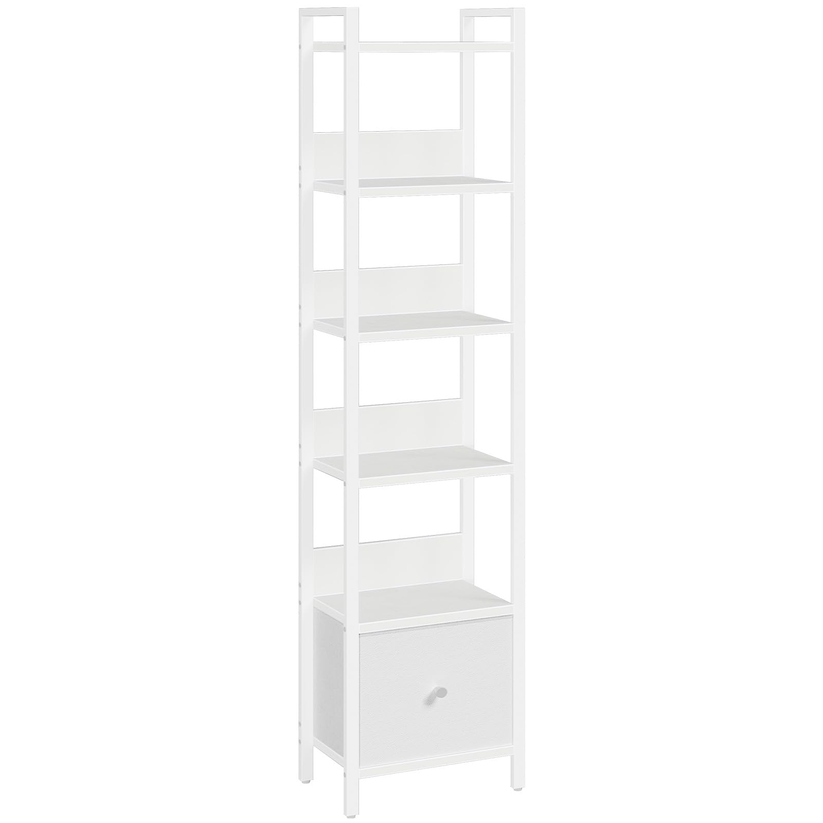 MAHANCRIS Bookshelf, 6-Tier Bookcase with Removable Drawer, Freestanding Book Shelf for Small Space, Storage Shelf Organizer, for Living Room, Bedroom, Study, Kitchen, White ABKWT66101