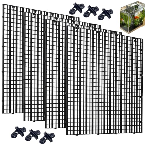 Image of Qpets 4pcs Fish Tank Dividers Kit, Mesh Screen with 4 Suction Cups, PP Plastic Aquarium Dividers Isolation Boards Tank Separators for Dividing Fish, Turltes, Lizards - 30x30cm