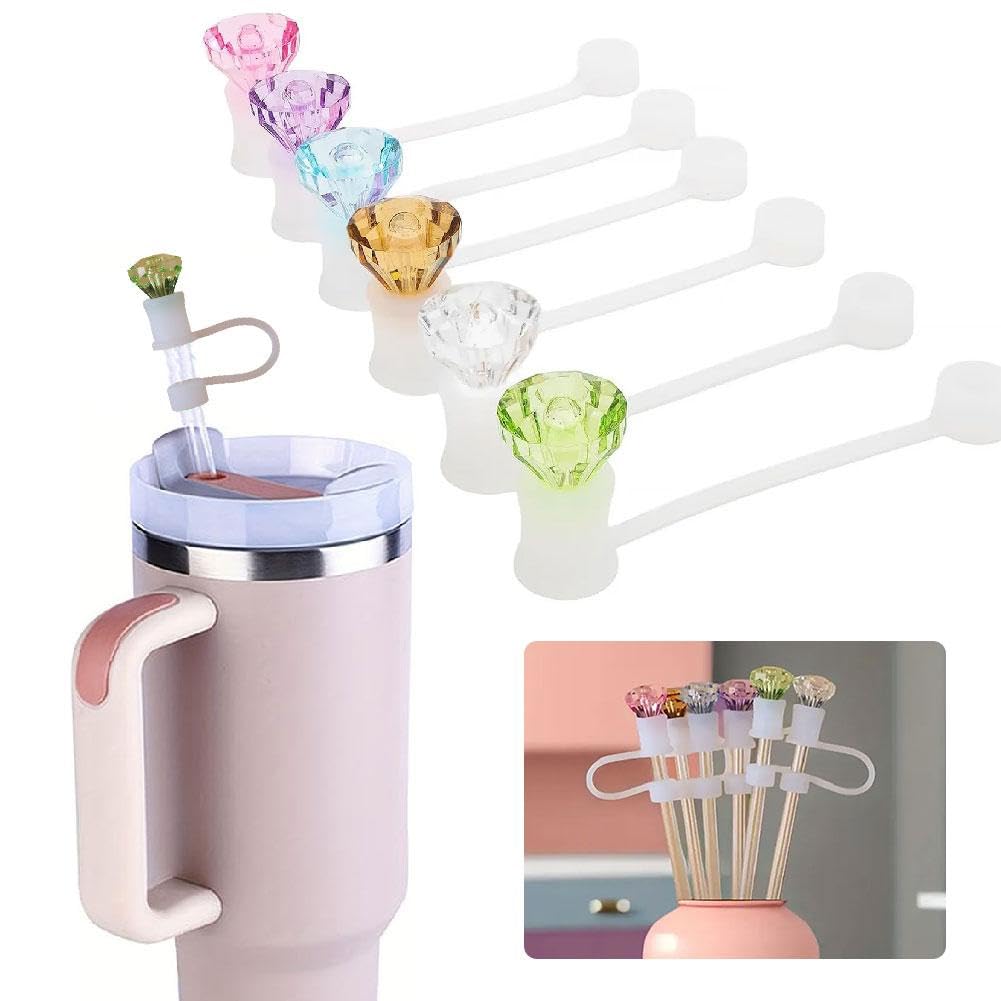 Bouchon De Paille Diamant Pour Tasse Stanley, Capuchons De Paille En Silicone Pour Gobelets, Décorations De Paille Réutilisables Pour Tasse Stanley, Accessoires De Paille En Silicone En Forme De