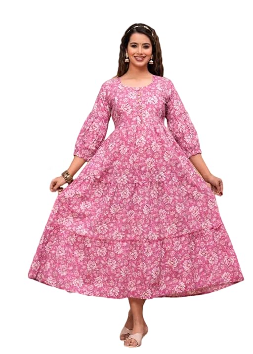Maternity Ethnic Maxi Kurti with Dual Zips Women's Stylish Feeding Dress-image-47