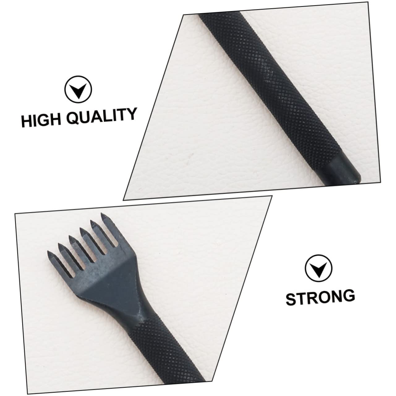 Veemoon Stitching Chisel Set Leather Craft Hole Punch Tool 5mm Black High-Carbon Steel Fine Polished Punch