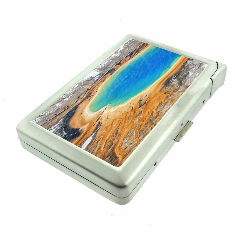 Amazon.com: Cigarette Case with Built in Lighter Yellowstone National Park  100s Size Cigarettes Silver Metal Wallet 4.75