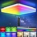 Produktbild RGB LED Deckenleuchte Dimmbar mit Fernbedienung, 36W 3600LM Deckenlampe Farbwechsel mit 7 Farben, IP54 Wasserdichte Badezimmerleuchte für Wohnzimmer, Schlafzimmer, Kinderzimmer Bad Flur 33*33*4.8CM